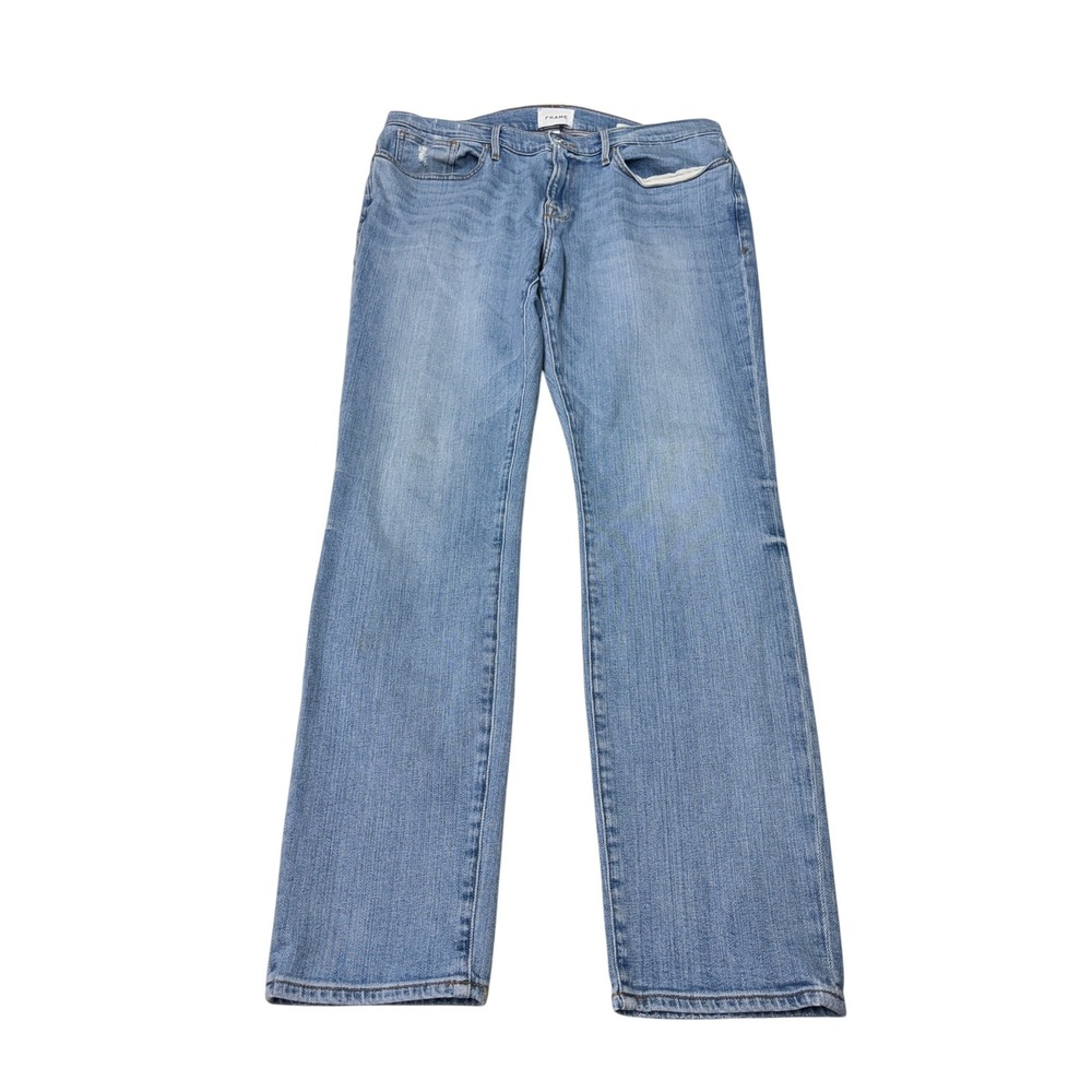 Frame L'Homme Skinny Jeans Men 36X32 Osborne Grind Light Wash Distressed LMHK469